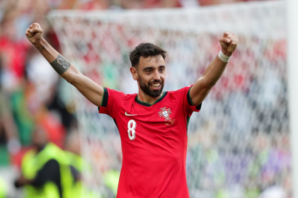 Bruno Fernandes of Portugal celebrates after scoring a goal