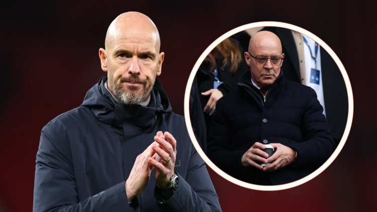 Erik ten Hag claps - inset Sir Dave Brailsford looks on