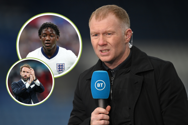 Paul Scholes on BT Commentary, Kobbie Mainoo looks on for England, Gareth Southgate claps after Euro 2020 final