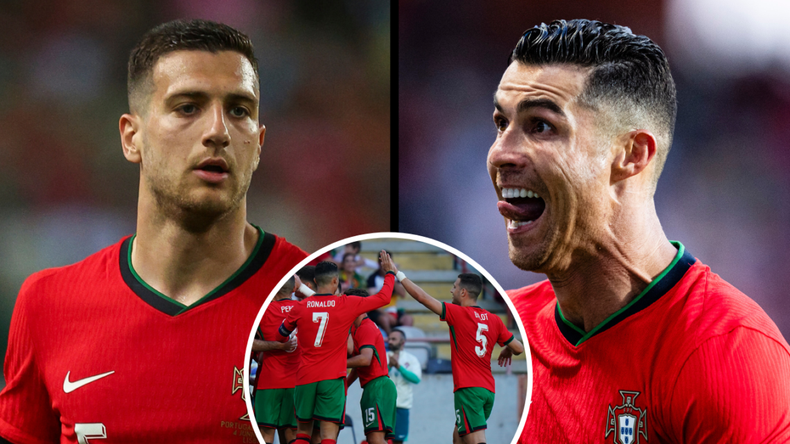 Cristiano Ronaldo of Portugal celebrates his goal during the international friendly match between Portugal and the Republic of Ireland at Estadio M...