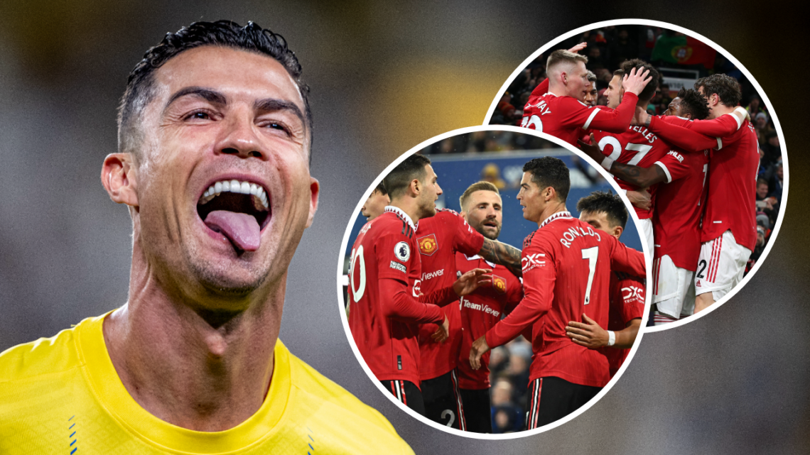 Cristiano Ronaldo of Al Nassr celebrating after scoring during the Saudi Pro League match between Al Nassr and Al Wehda at the King Saud University...