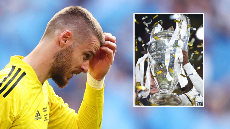 David de Gea of Manchester United looks dejected following the team's defeat in the Emirates FA Cup final between Manchester City and Manchester Un...