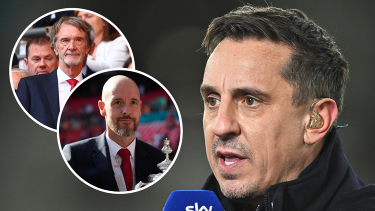 Gary Neville during the Premier League match between West Ham United and Brentford at the London Stadium on February 26, 2024, in London, England, ...