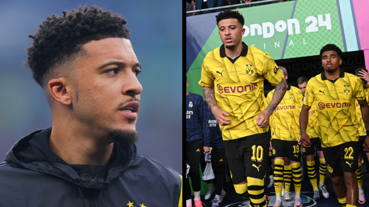 Jadon Sancho of Borussia Dortmund during the UEFA Champions League 2023-24 final match between Borussia Dortmund and Real Madrid at Wembley Stadium...