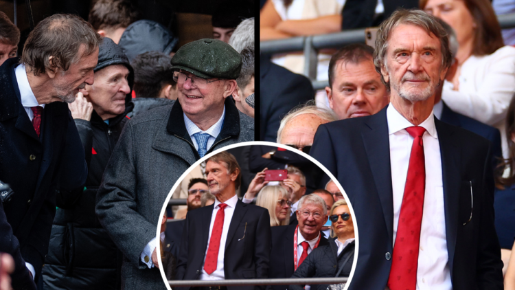 Manchester United co-owner Sir Jim Ratcliffe looks on during the Emirates FA Cup final match between Manchester City and Manchester United at Wembl...