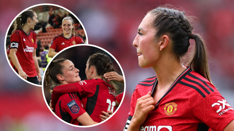 MANCHESTER, ENGLAND - MAY 18: Katie Zelem of Manchester United Women during the Barclays Women's Super League match between Manchester United and C...