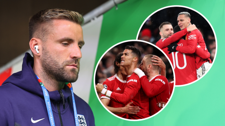 Luke Shaw of England arrives at the stadium prior to the UEFA Euro 2024 group stage match between Serbia and England at the Arena AufSchalke on Jun...
