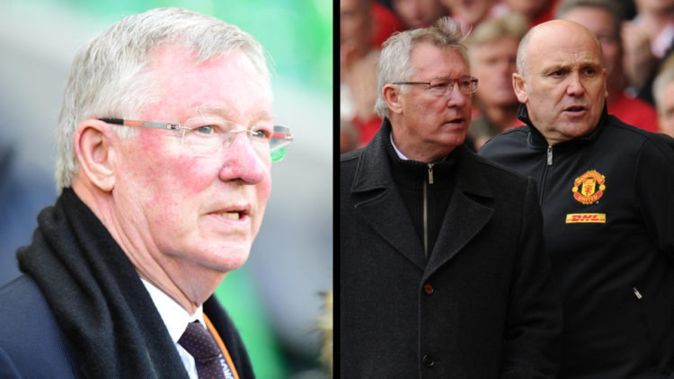 Former Man Utd coach Sir Alex Ferguson during the Europa League match between AS Saint Etienne and Manchester United at Stade Geoffroy-Guichard on ...