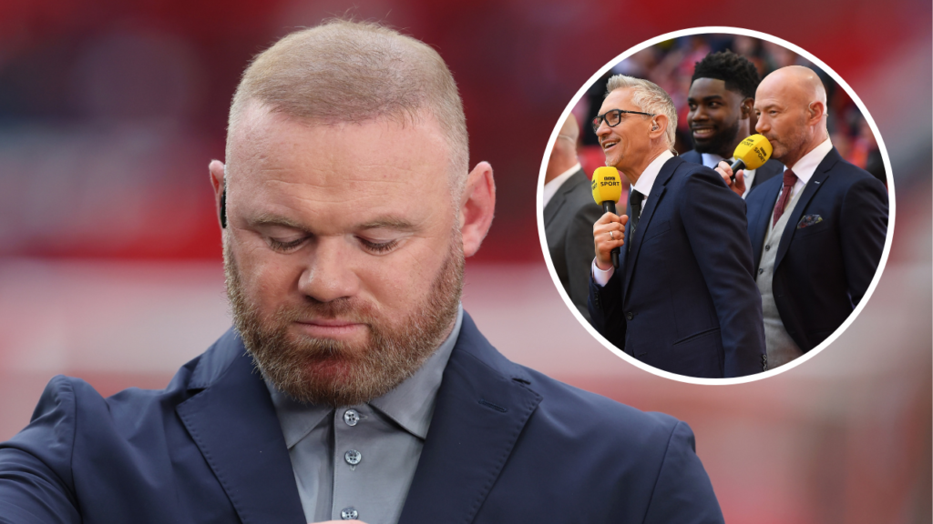 Gary Lineker and Alan Shearer both react as Man Utd legend Wayne Rooney