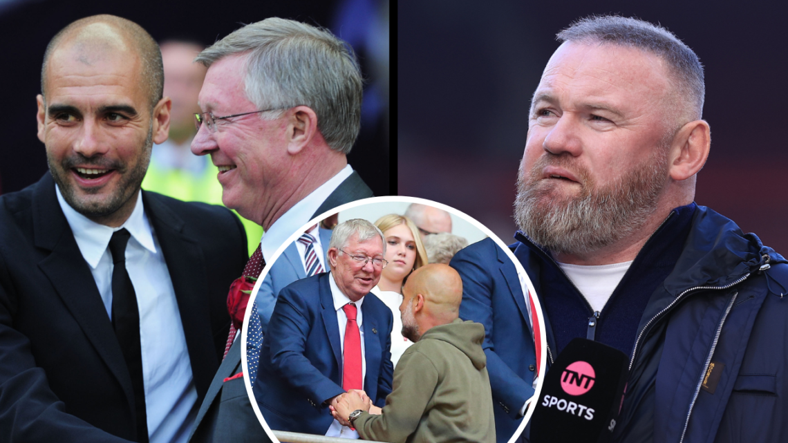 Wayne Rooney works as a pundit for TNT Sports television during the Premier League match between Manchester United and Everton at Old Trafford on M...