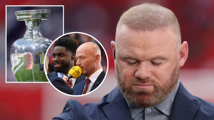 Wayne Rooney checks his watch whilst presenting for Channel 4 prior to the international friendly match between England and Iceland at Wembley Stad...