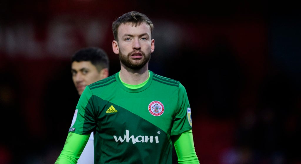 Accrington Stanley's Toby Savin during the Sky Bet League One match between Accrington Stanley and Lincoln City at Wham Stadium on 4 February 2023 in Ac...