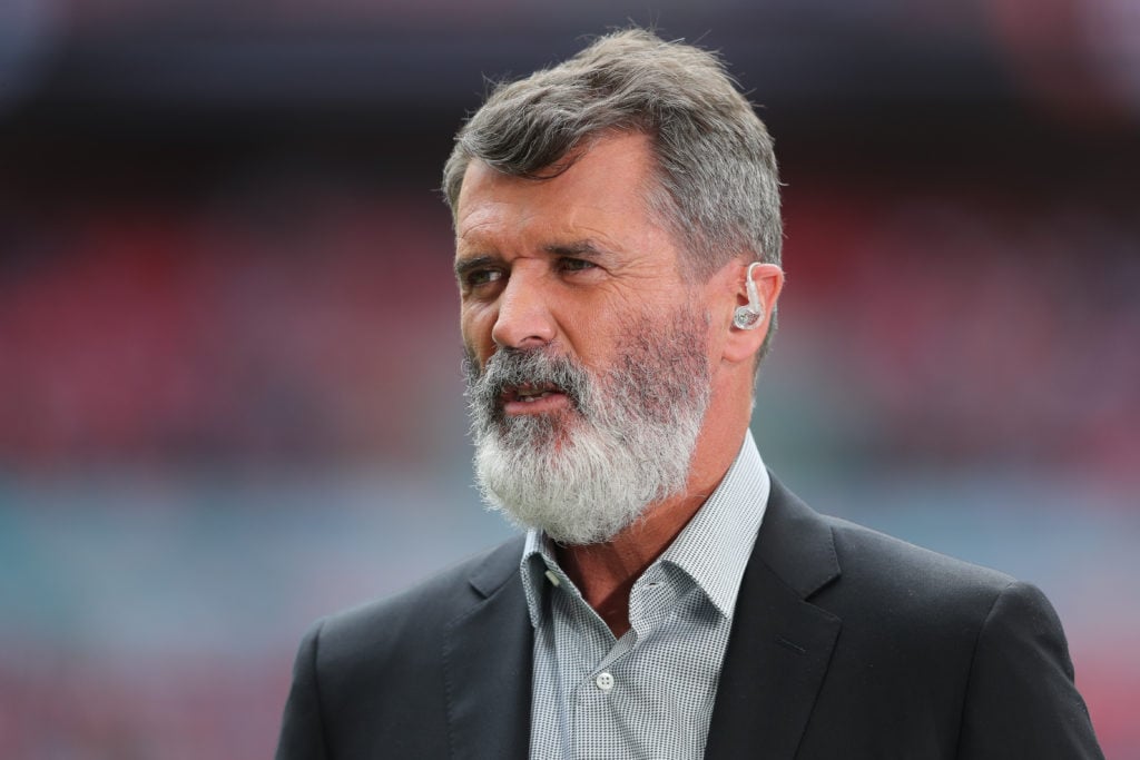 Pundit Roy Keane during The FA Community Shield match between Manchester City against Arsenal at Wembley Stadium on August 06, 2023 in London, Engl...