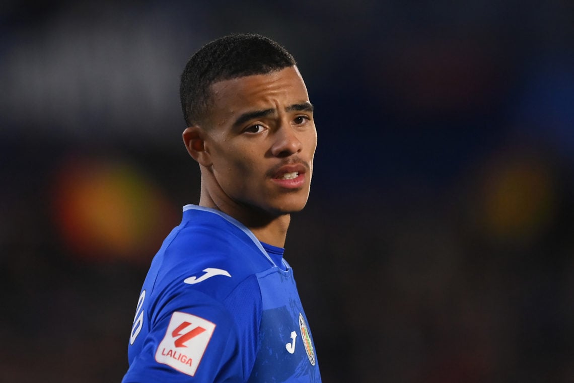 Mason Greenwood of Getafe CF looks on during the LaLiga EA Sports match between Getafe CF and UD Almeria at Coliseum Alfonso Perez on November 25, ...