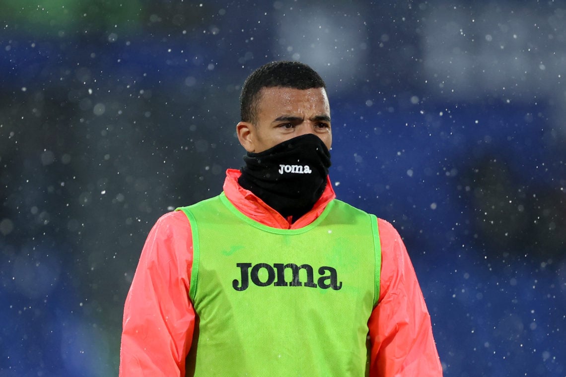 Mason Greenwood of Getafe CF looks on during the warmup in the LaLiga EA Sports match between Getafe CF and UD Las Palmas at Coliseum Alfonso Perez...