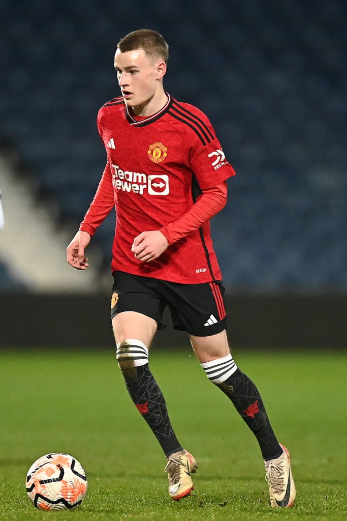 Ashton Missin of Manchester United U21s in action during the Premier League 2 match between West Bromwich Albion U21 and Manchester United U21 at T...