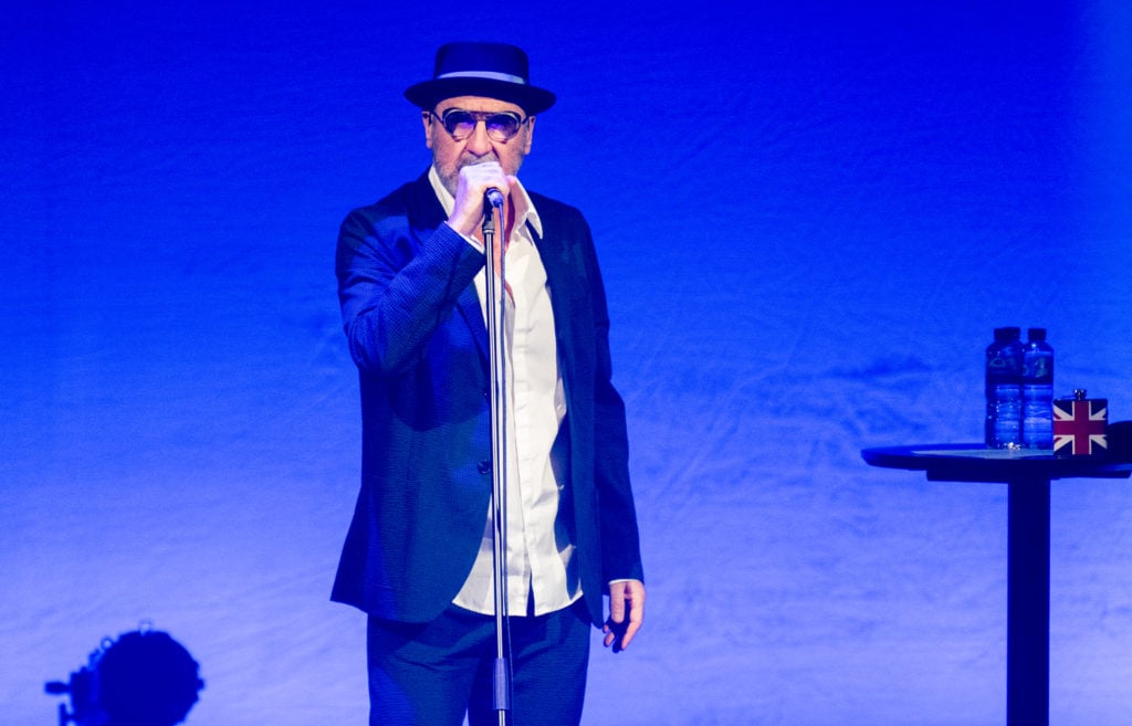 Eric Cantona performs at Manchester Palace Theatre on April 20, 2024 in Manchester, England.