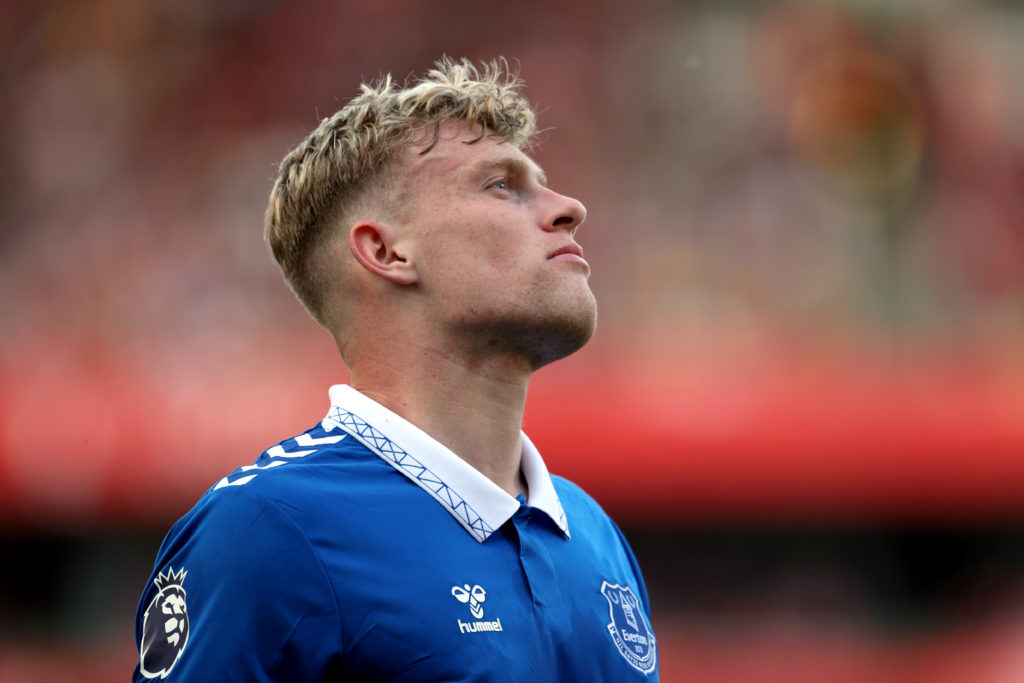 Jarrad Branthwaite of Everton during the Premier League match between Arsenal FC and Everton FC at Emirates Stadium on May 19, 2024 in London, Engl...