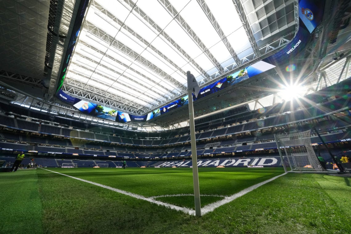 General view inside the stadium prior to the LaLiga EA Sports match between Real Madrid CF and Real Betis at Estadio Santiago Bernabeu on May 25, 2...