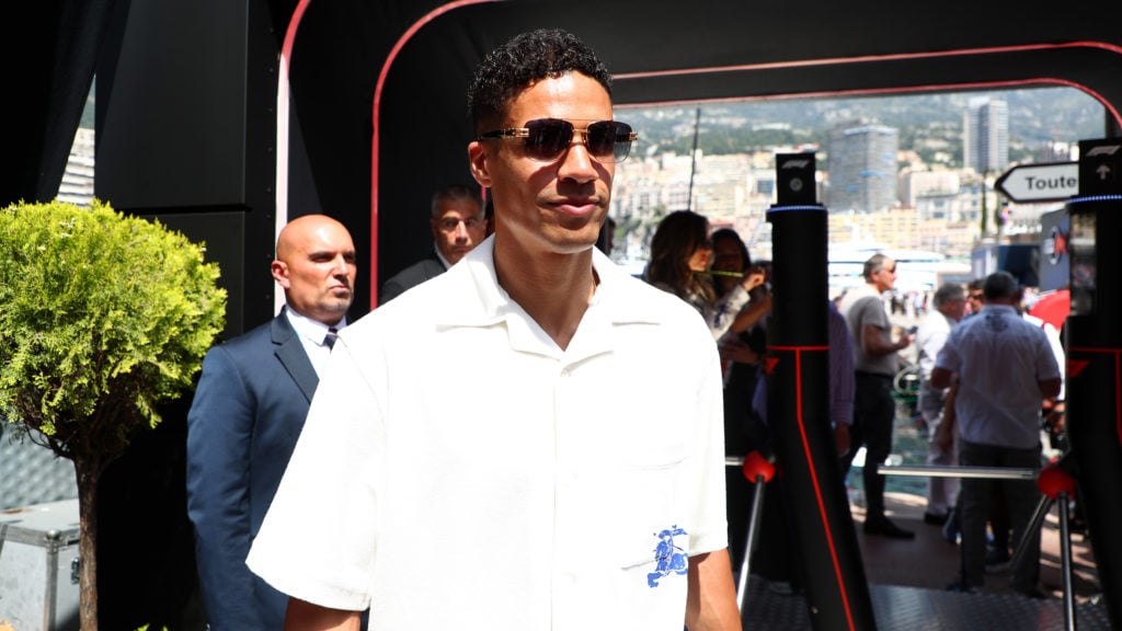 Raphael Varane walks in the Paddock prior to the F1 Grand Prix of Monaco at Circuit de Monaco on May 26, 2024 in Monte-Carlo, Monaco.