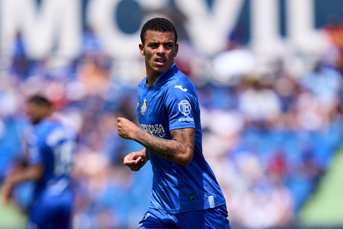 Mason Greenwood of Getafe CF during the LaLiga EA Sports match between Getafe CF and RCD Mallorca at Coliseum Alfonso Perez on May 26, 2024 in Geta...