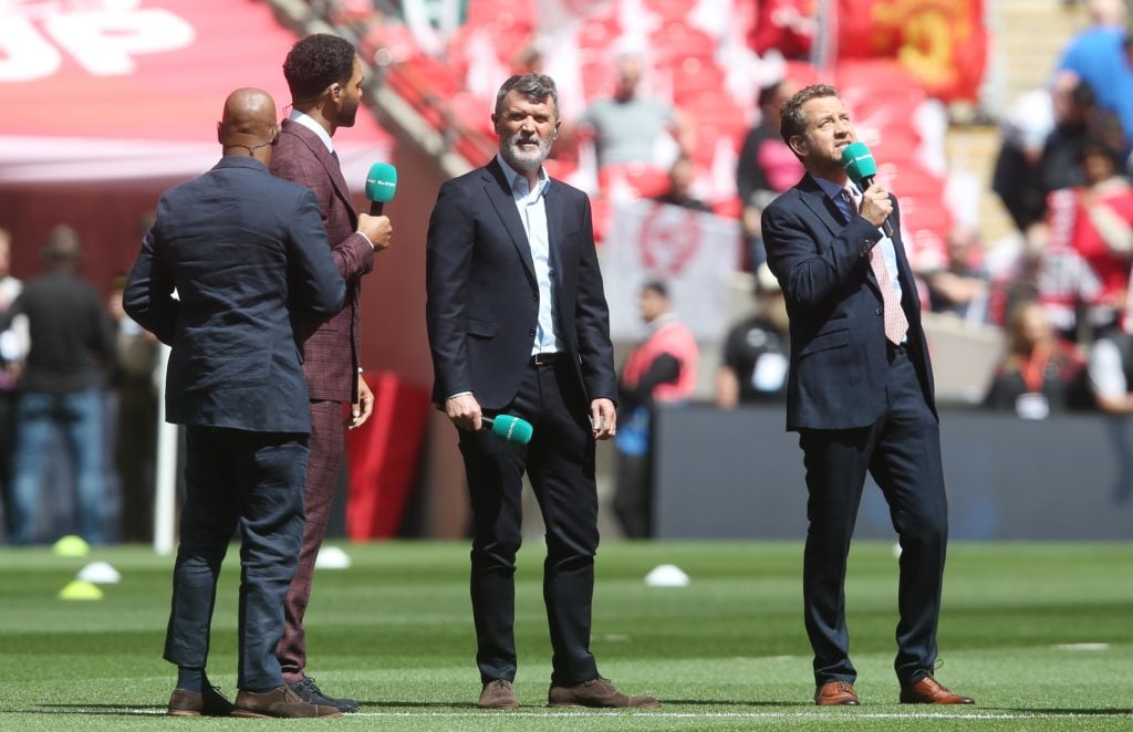 Roy Keane former Manchester United player & ITV Commentator during the Emirates FA Cup Final match between Manchester City and Manchester Unite...