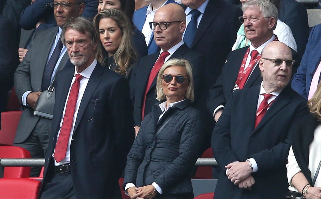 Owner of Manchester United Sir Jim Ratcliffe&  Avram Glazer during the Emirates FA Cup Final match between Manchester City and Manchester Unite...