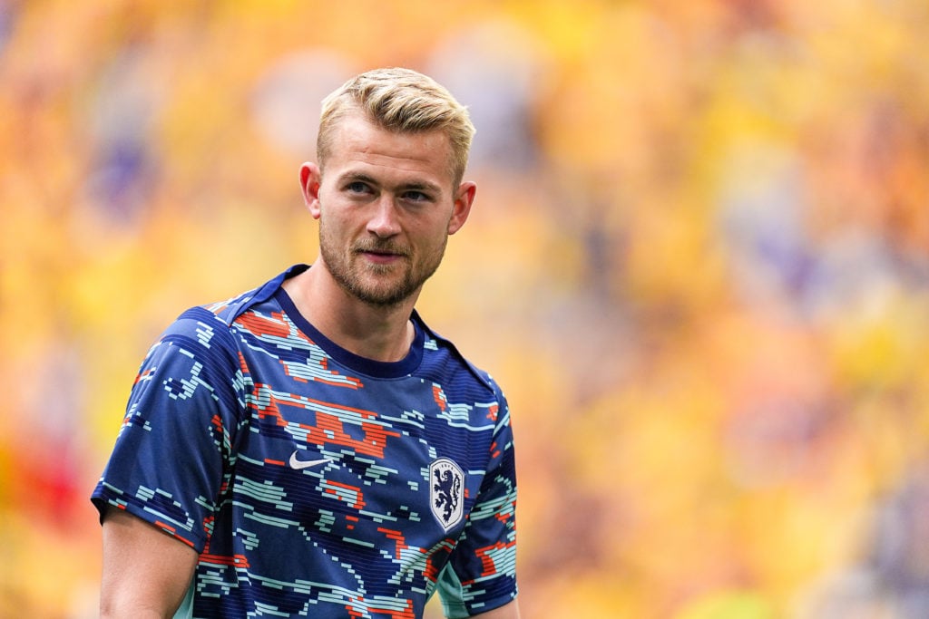 Matthijs de Ligt of The Netherlands looks on during the Round of 16 - UEFA EURO 2024 match between Romania and Netherlands at Munich Football Arena...