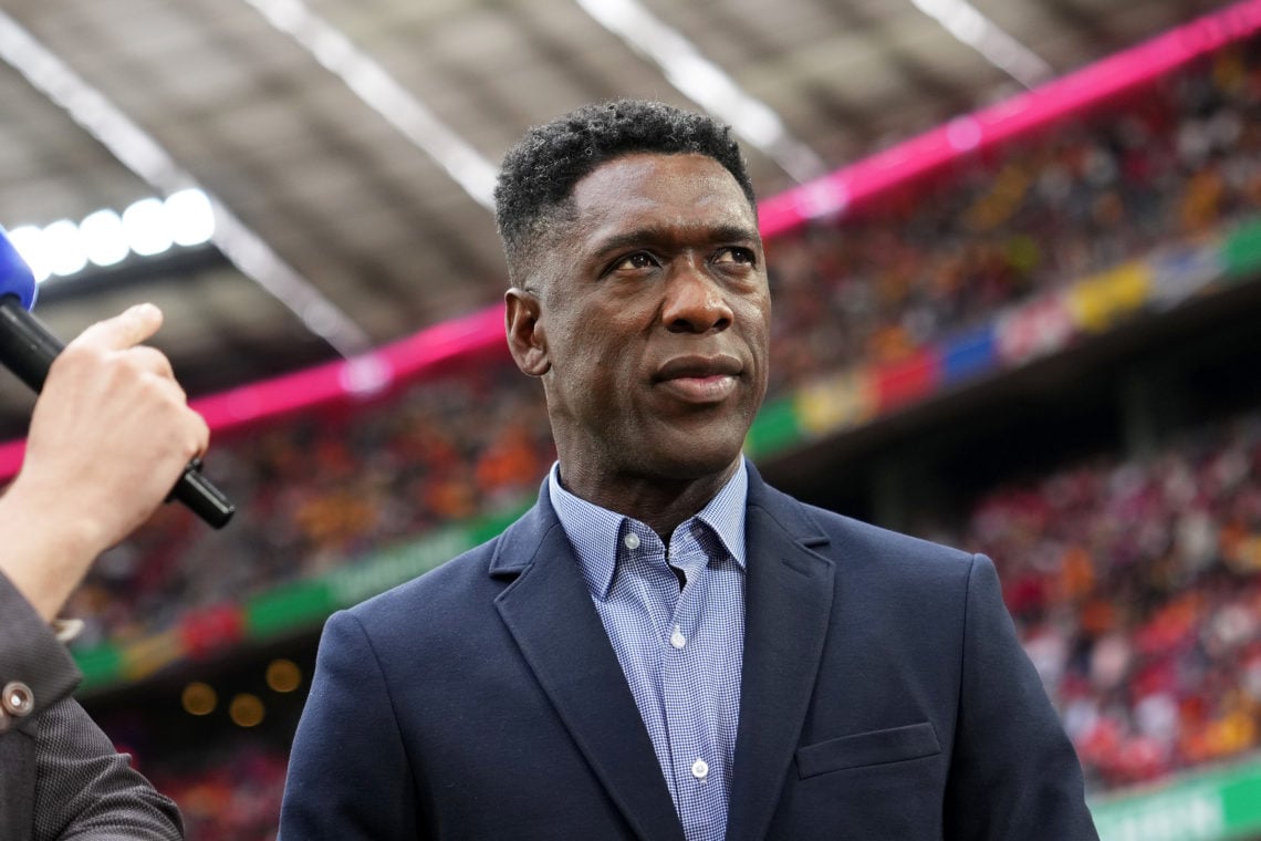 Former Footballer Clarence Seedorf looks on as he speaks to the media prior to the UEFA EURO 2024 round of 16 match between Romania and Netherlands...