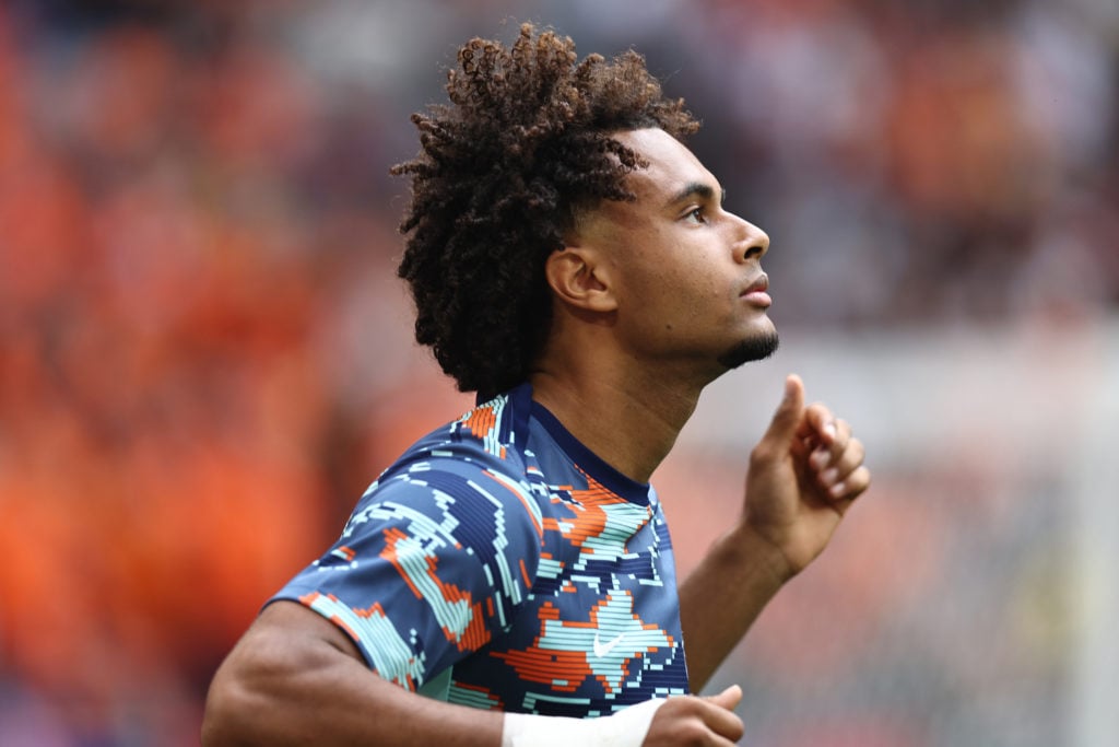 Joshua Zirkzee of Netherlands looks during the UEFA EURO 2024 round of 16 match between Romania and Netherlands at Munich Football Arena on July 02...