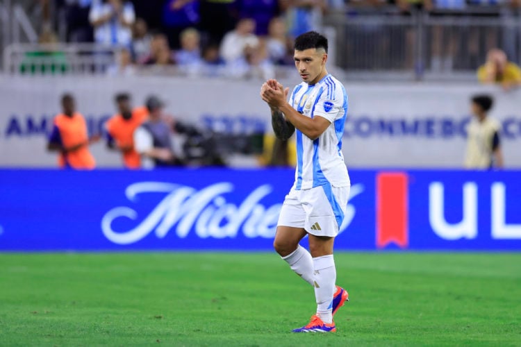 Lisandro Martinez of Argentina gestures during the CONMEBOL Copa America 2024 quarter-final match between Argentina and Ecuador at NRG Stadium on J...