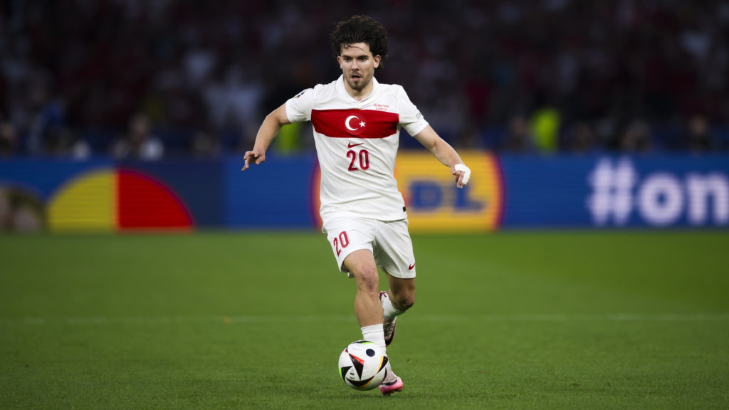 Ferdi Kadioglu of Turkiye in action during the UEFA EURO 2024 quarter-final football match between Netherlands and Turkiye. Netherlands won 2-1 ove...