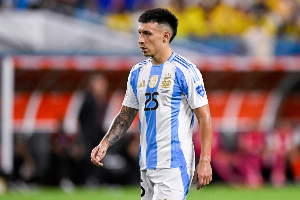 Lisandro Martinez of Argentina looks on during the CONMEBOL Copa America USA 2024 match between Argentina and Colombia at Hard Rock Stadium on July...