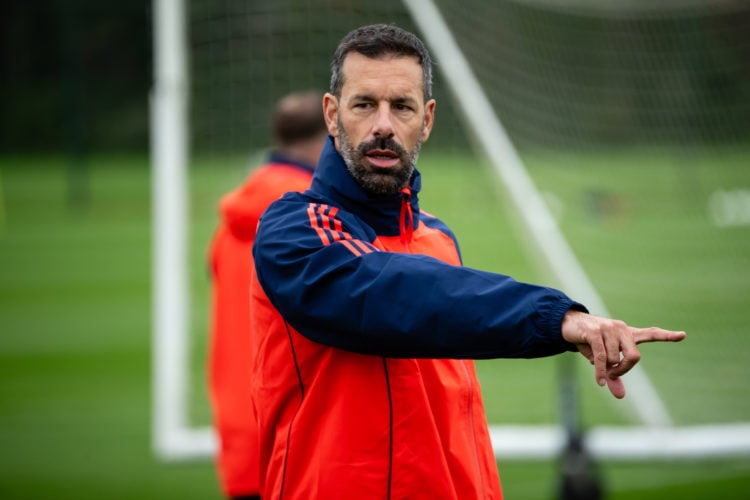 Assistant Manager Ruud van Nistelrooy of Manchester United in action during a first team pre-season training session at Carrington Training Ground ...