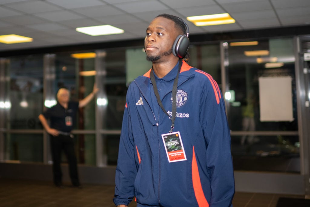 Manchester United's Aaron Wan-Bissaka arrives ahead of the pre-season friendly between Rosenborg and Manchester United at the Lerkendal Stadium...