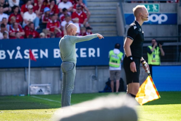 Manager Erik ten Hag of Manchester United in action during the pre-season friendly match between Rosenborg and Manchester United at Lerkendal Stadi...