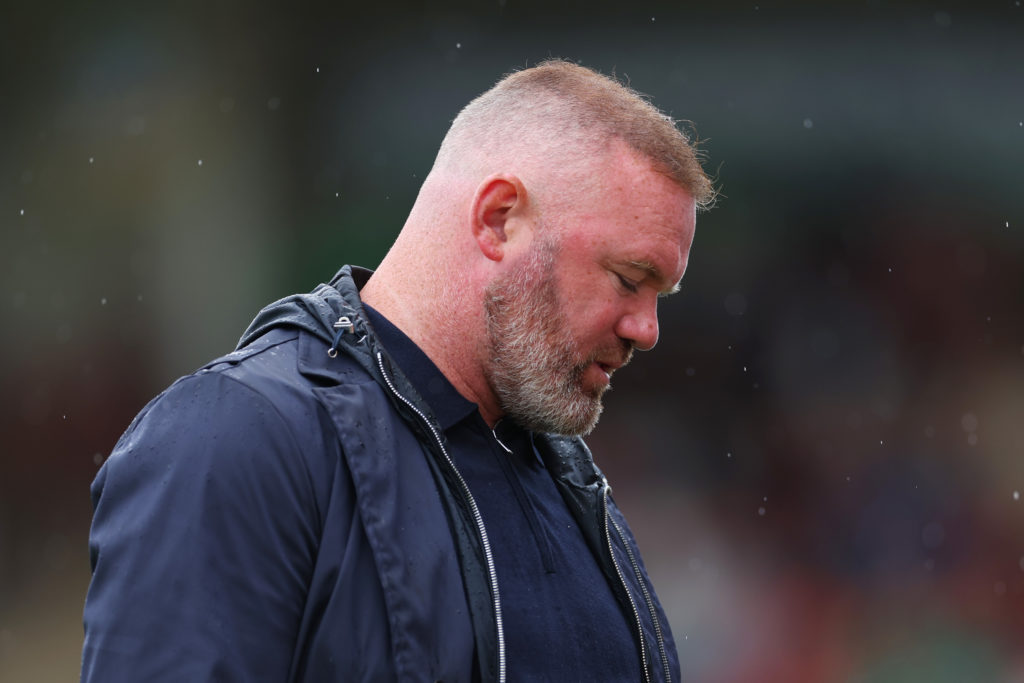 Wayne Rooney, manager of Plymouth Argyle reacts on the touchline during the pre-season friendly match between Cheltenham Town and Plymouth Argyle a...