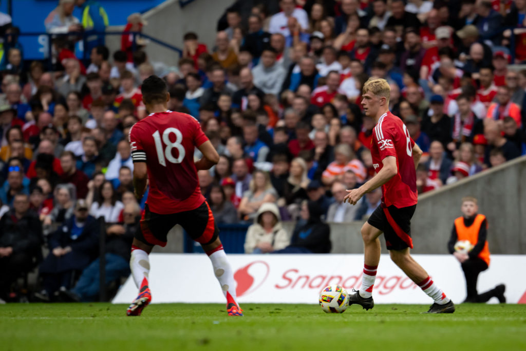 Toby Collyer of Manchester United in action during a pre-season friendly match between Manchester United v Glasgow Rangers at Murrayfield Stadium o...