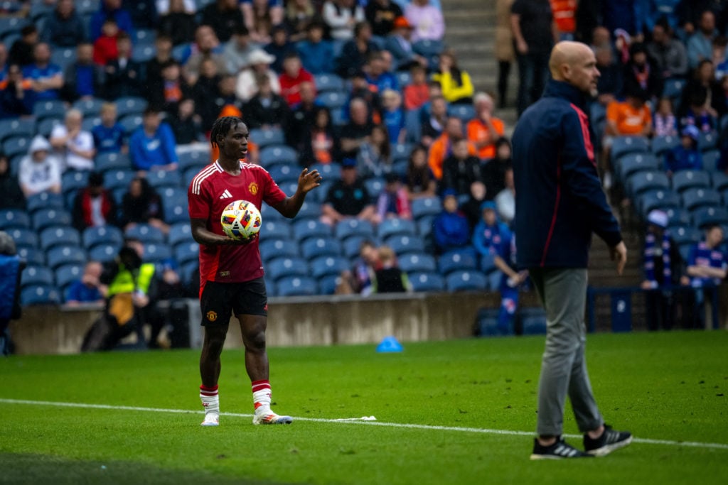 Habeeb Ogunneye of Manchester United in action during a pre-season friendly match between Manchester United v Glasgow Rangers at Murrayfield Stadiu...