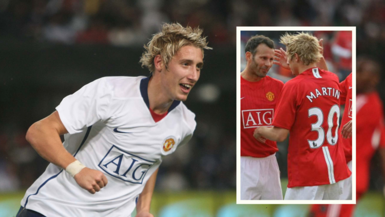 Lee Martin playing in pre-season for Manchester United 2007. Inset, Martin with Ryan Giggs