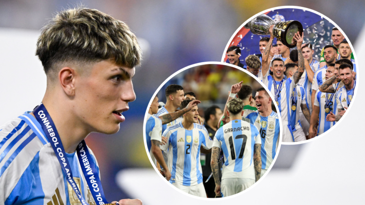 MIAMI GARDENS, UNITED STATES - JULY 15: Alejandro Garnacho of Argentina during the CONMEBOL Copa America USA 2024 match between Argentina and Colom...