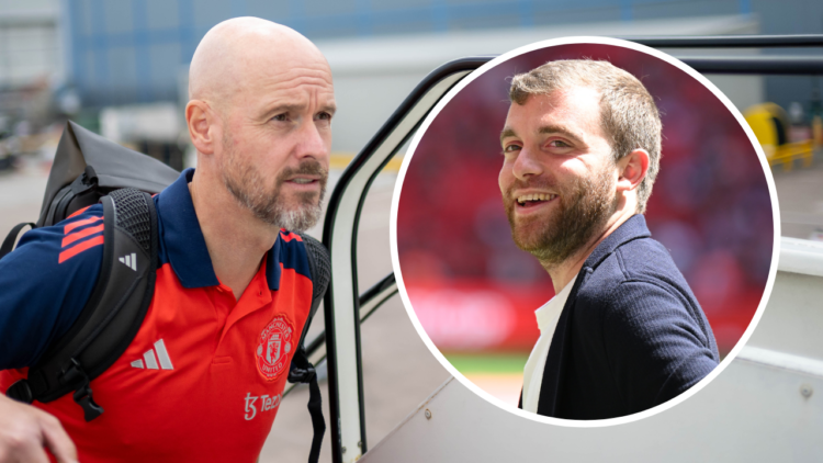 MANCHESTER, ENGLAND - JULY 24: Manager Erik ten Hag of Manchester United departs from Manchester Airport ahead of their pre-season tour on July 24,...