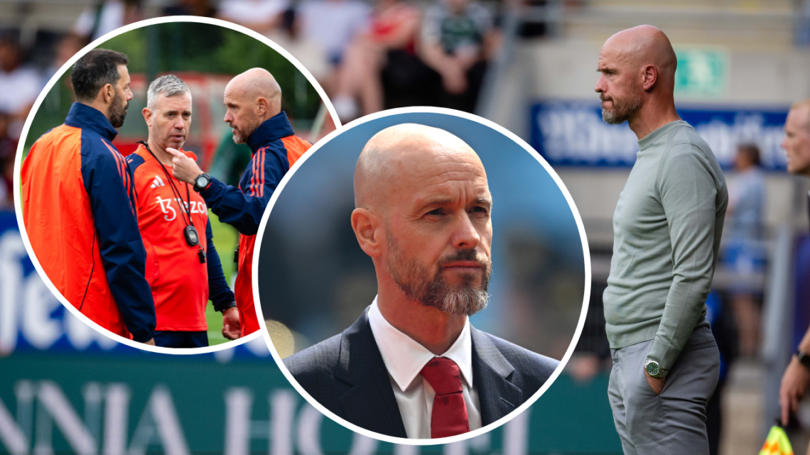 TRONDHEIM, NORWAY - JULY 15: Manager Erik ten Hag of Manchester United in action during the pre-season friendly match between Rosenborg and Manches...