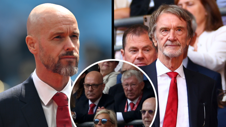 LONDON, ENGLAND - MAY 25: Erik ten Hag, Manager of Manchester United, looks on prior to the Emirates FA Cup Final match between Manchester City and...