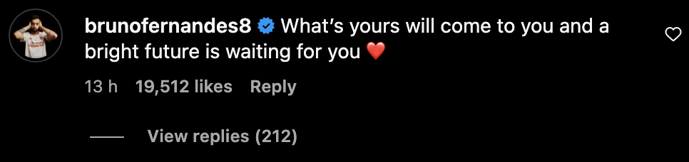 Bruno Fernandes’ message to Kobbie Mainoo after England’s defeat to Spain in the Euro 2024 final. Credit: Instagram
