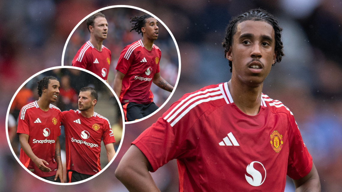 EDINBURGH, SCOTLAND - JULY 20: Leny Yoro of Manchester United looks on during the Pre-Season Friendly match between Manchester United and Rangers a...