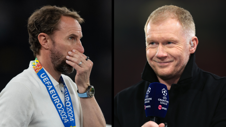 MANCHESTER, ENGLAND - DECEMBER 12: TV pundit Paul Scholes during the UEFA Champions League match between Manchester United and FC Bayern München at...