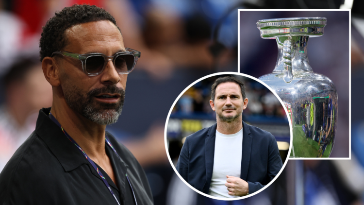 GELSENKIRCHEN, GERMANY - JUNE 30: Rio Ferdinand looks on during the UEFA EURO 2024 round of 16 match between England and Slovakia at Arena AufSchal...