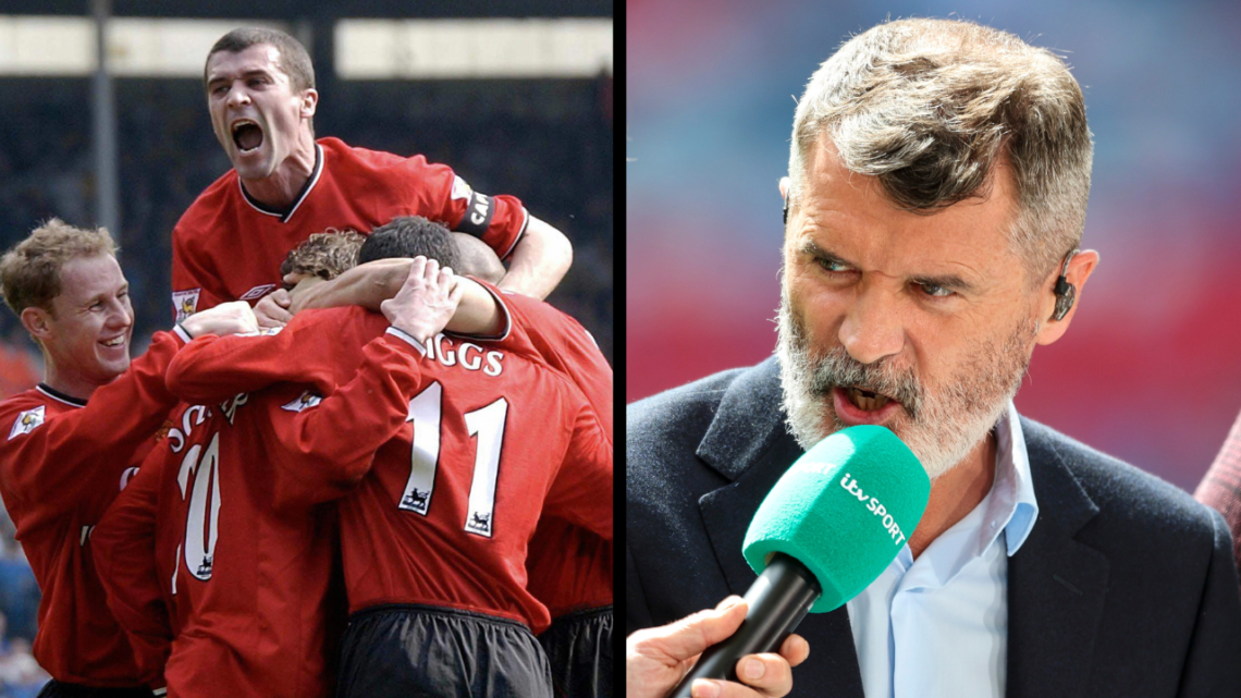 LONDON, ENGLAND - MAY 25: Ex- Manchester United skipper Roy Keane is seen presenting for ITV with presenter Mark Pougatch during the Emirates FA Cu...