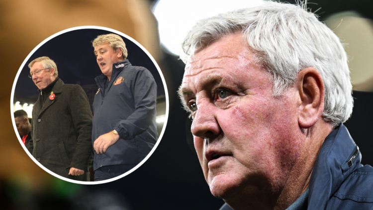 MANCHESTER, ENGLAND - MAY 15: Newcastle Ex Manager and Ex Manchester Player Steve Bruce during the Premier League match between Manchester United a...